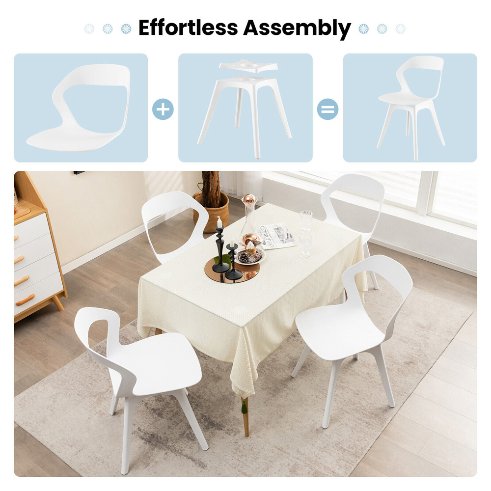 Costway Set of 2 White Wingback Dining Chairs Image 5