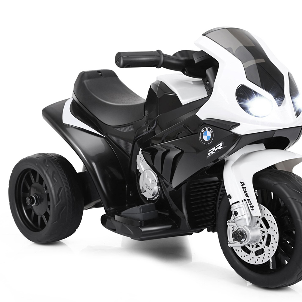 Costway Kids Black Ride On Motorcycle with Training Wheels and Headlight 6V Image 3