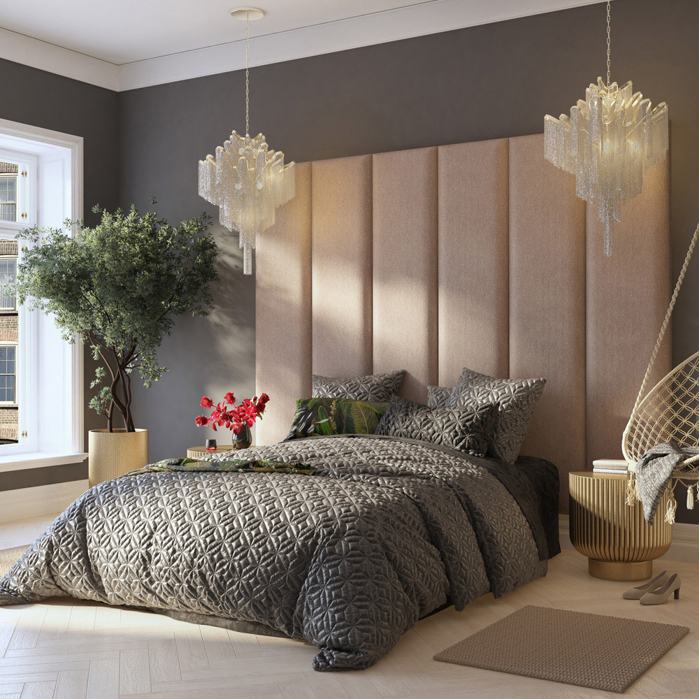 Aspire Furniture Llewelyn-Bowen Luxury Natural Saxon Twill Wall Mounted Headboard 45cm Image 7