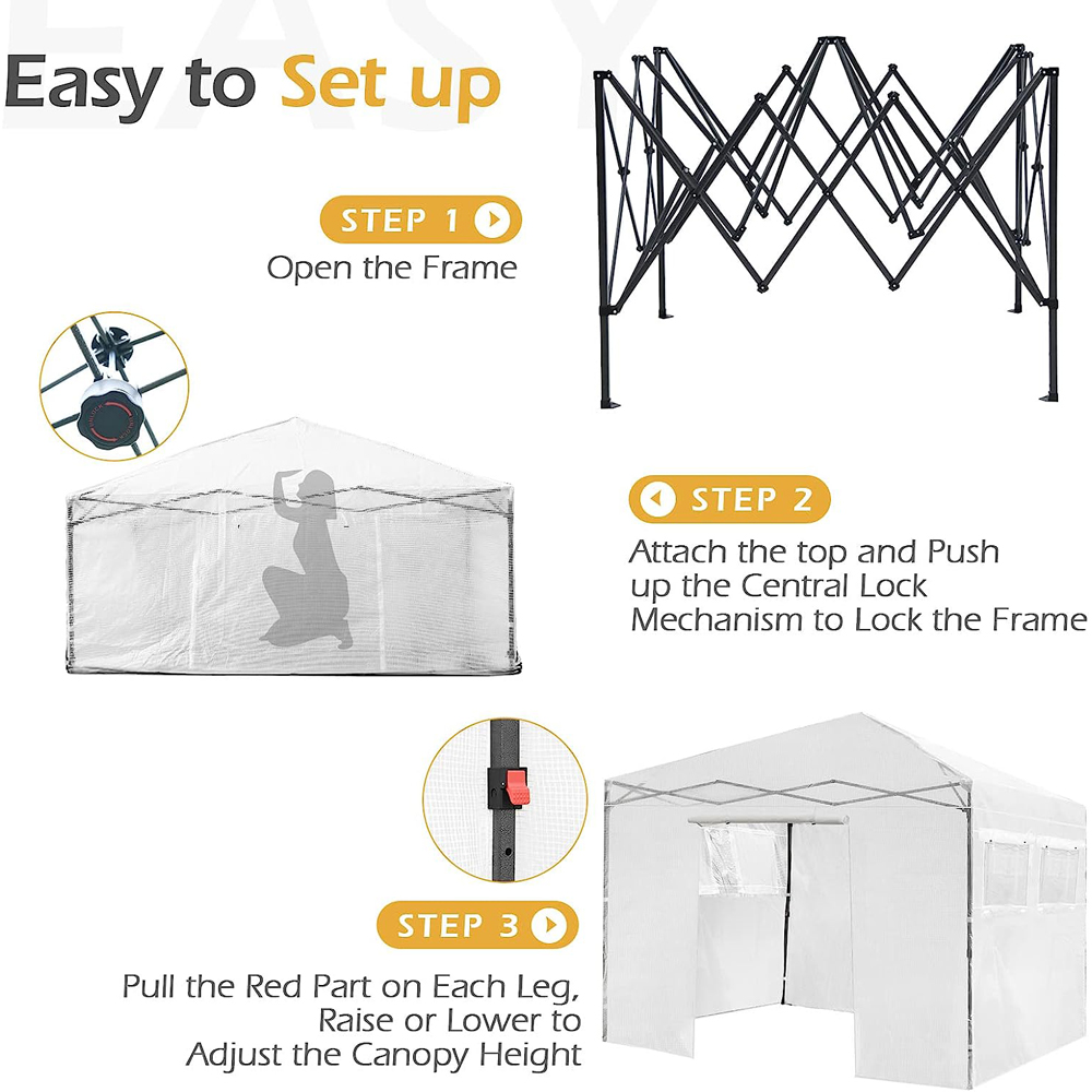 Costway Transparent Portable PE Cover Greenhouse Image 8