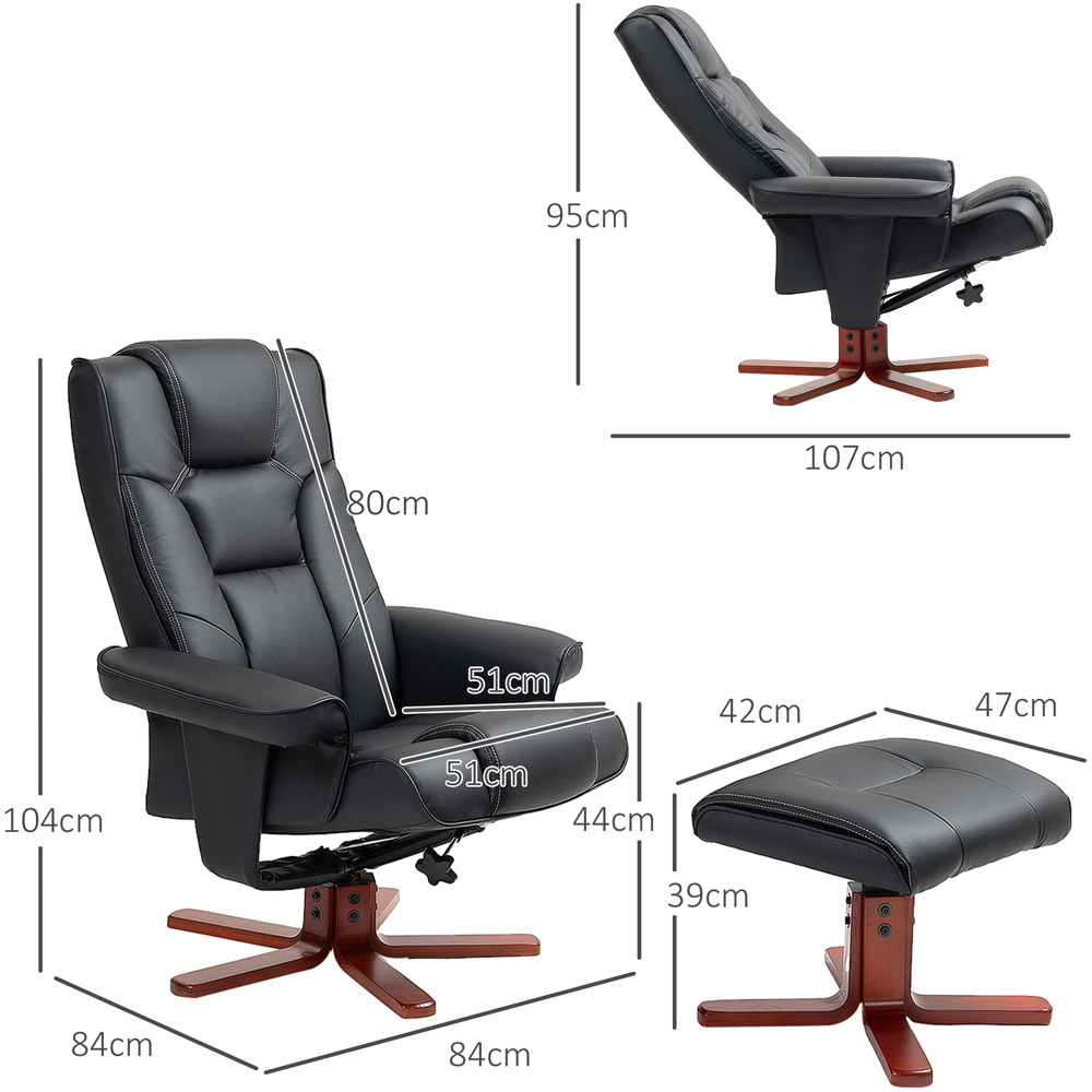 Portland Black Recliner Armchair with Footstool Image 7