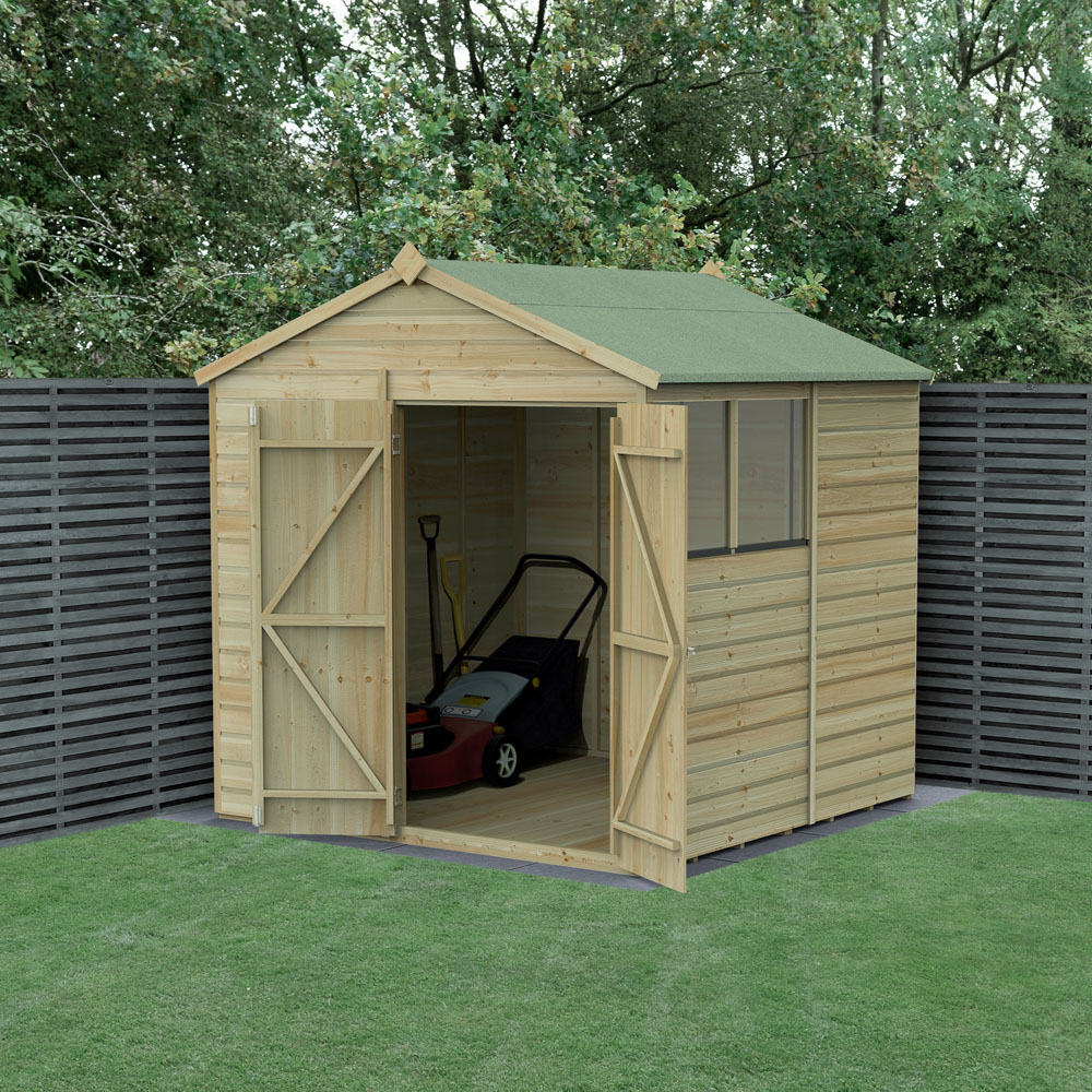 Forest Garden Beckwood 7 x 7ft Double Door 2 Windows Shiplap Apex Shed Image 2