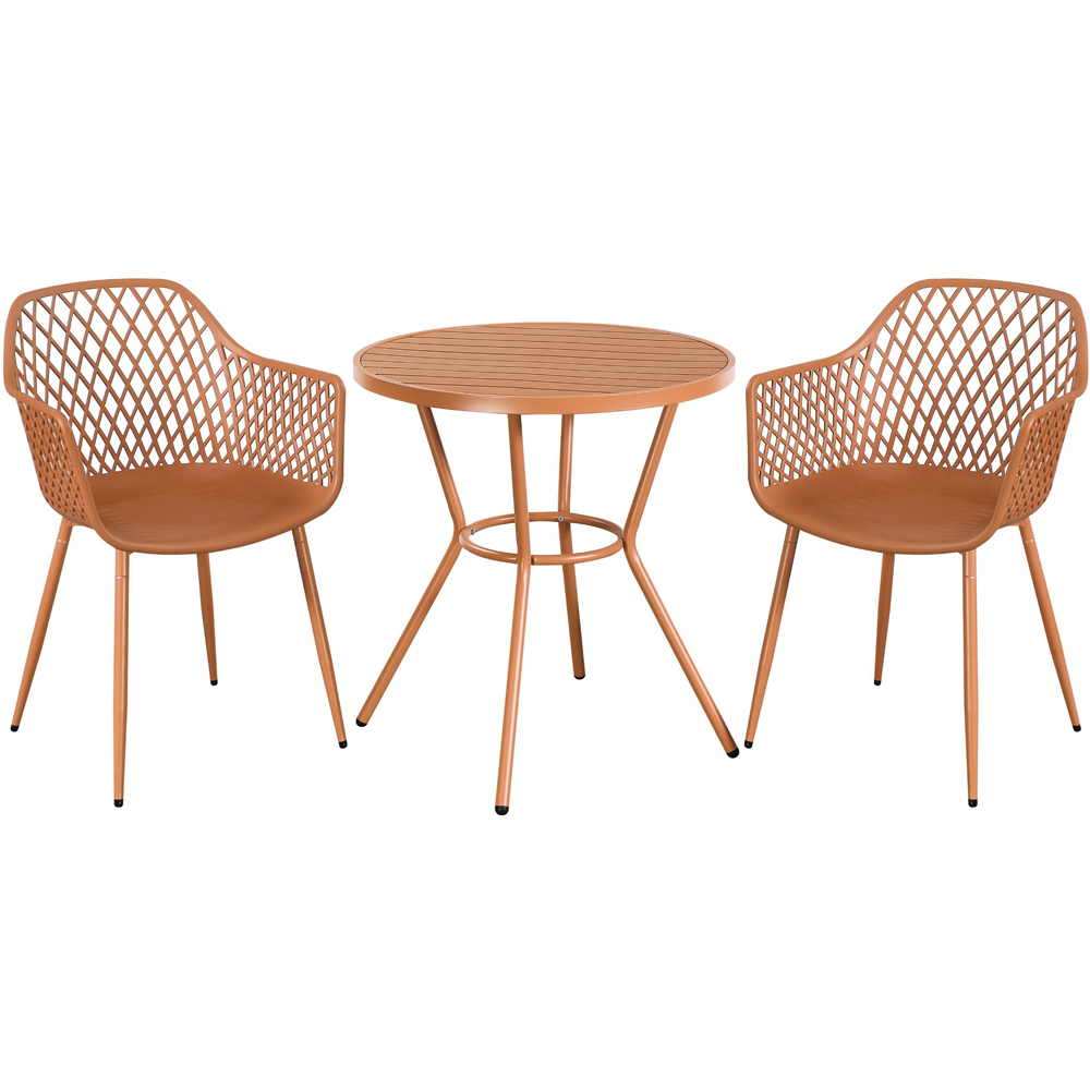 Core Products 2 Seater Terracotta Lattice Design Round Plastic Table Garden Bistro Set Image 2