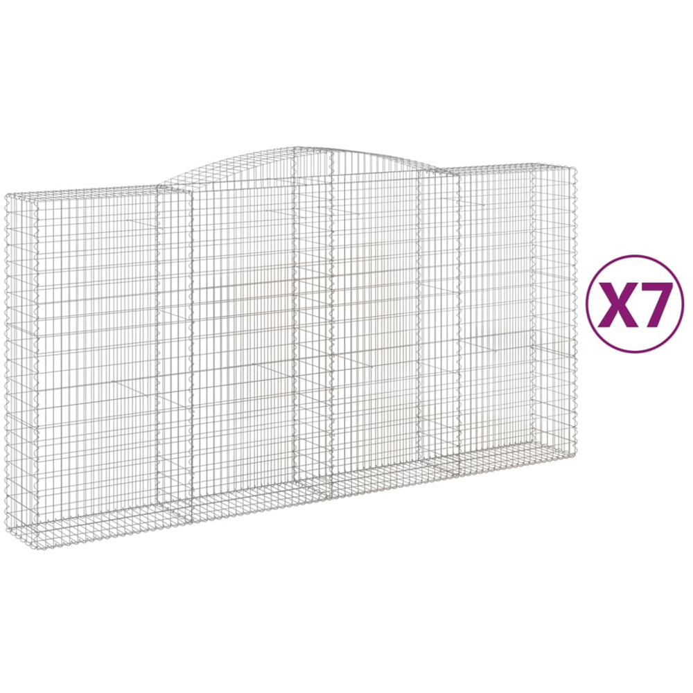 vidaXL Silver Galvanised Iron Arched Gabion Basket 400 x 50 x 200/220cm 7 Pack Image 2