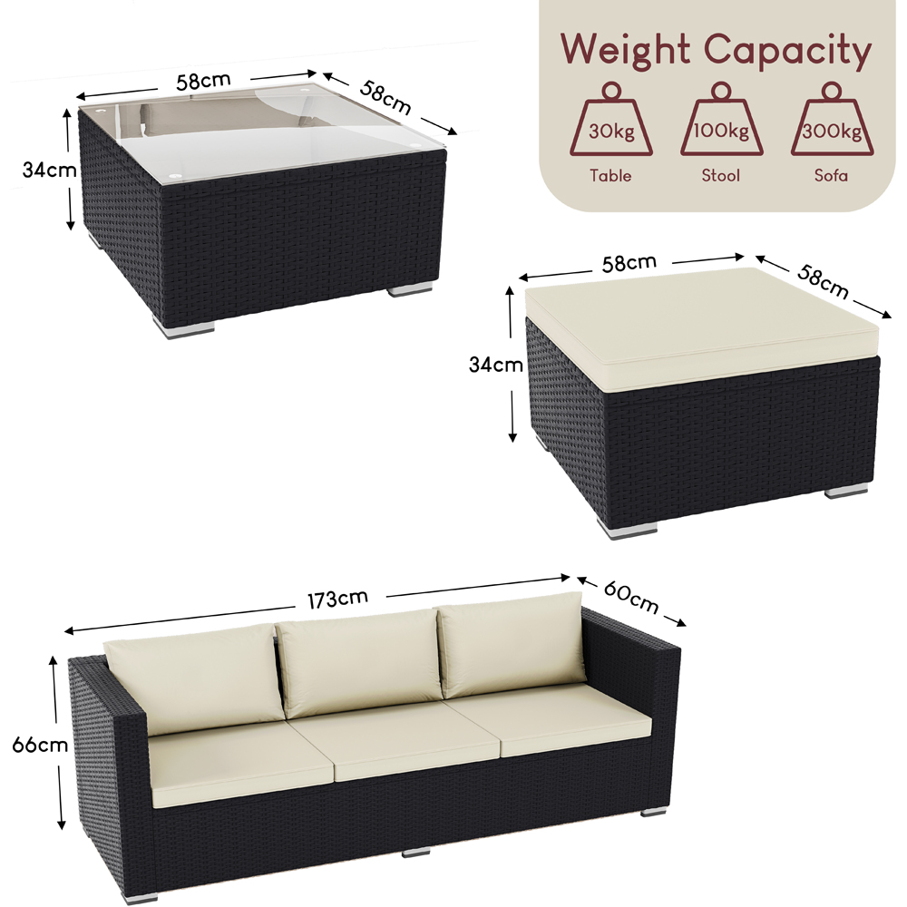 GARDEN VIDA Hampton 4 Seater Black PE Rattan Garden Corner Lounge Set with Cover Image 9