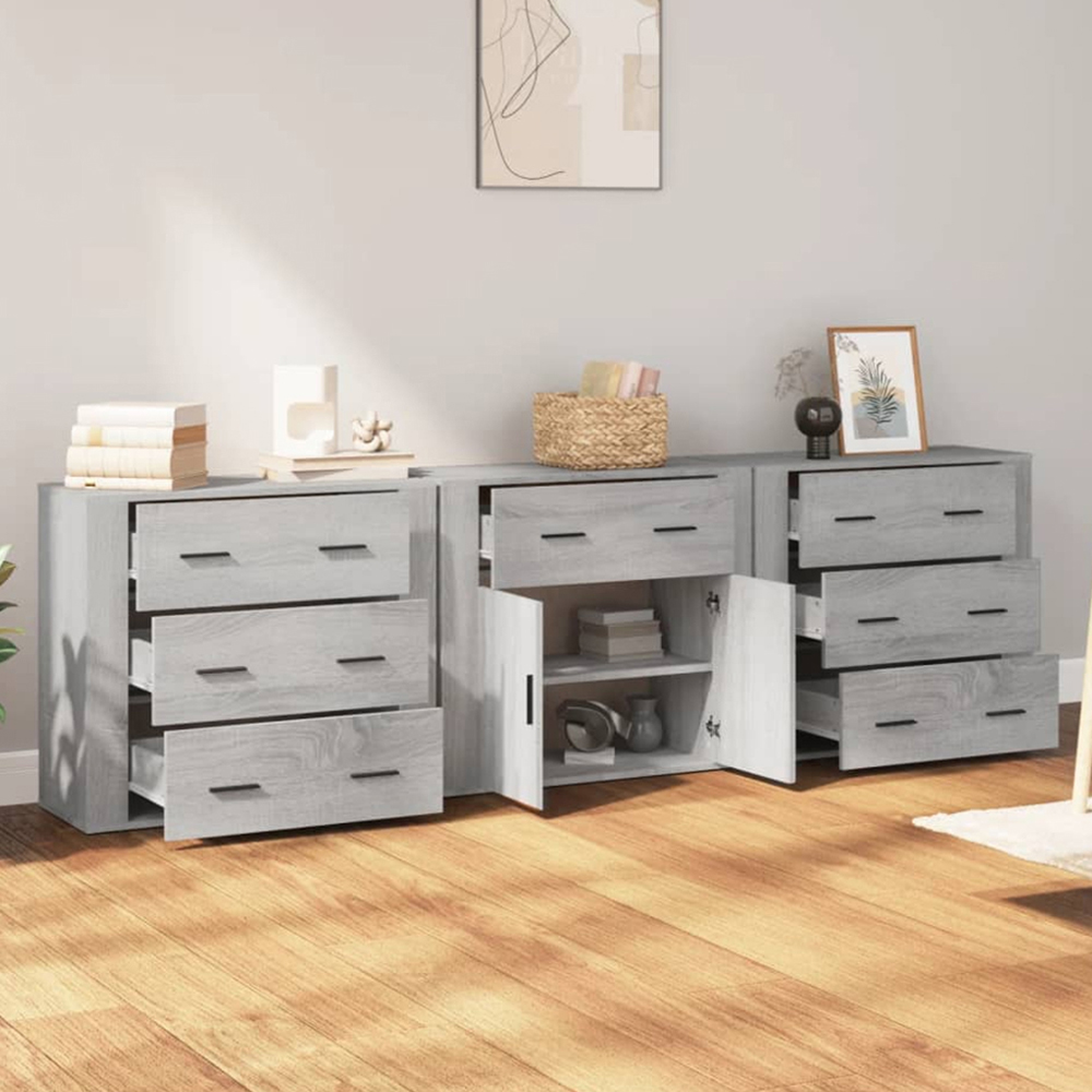 vidaXL 2 Door 7 Drawer Grey Sonoma Sideboard Image 1