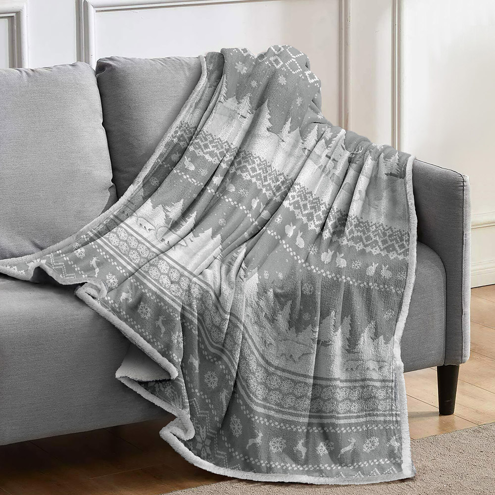 Velosso Nordic Grey Christmas Blanket 127 x 152cm Image 2