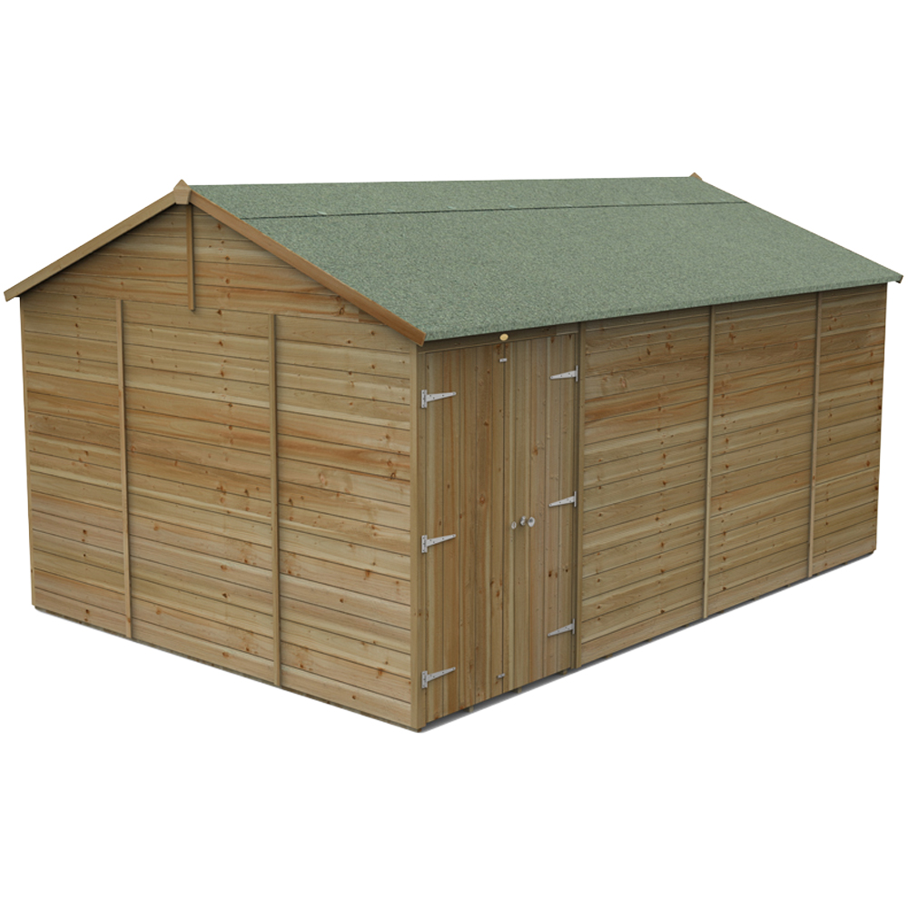 Forest Garden Timberdale 15 x 10ft Tongue and Groove Reverse Apex Garden Shed Image 1