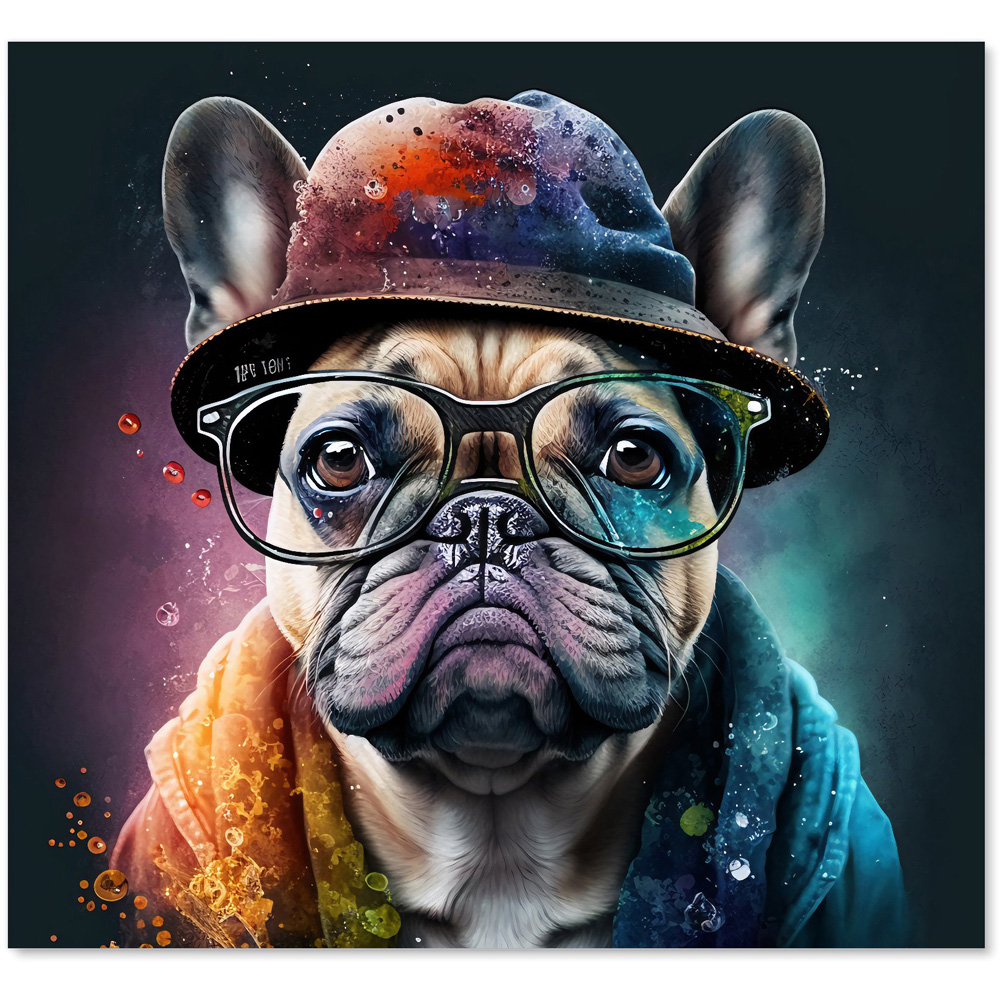 Warren Reed Designer French Bulldog Splashart Glass Kitchen Splashback 65 x 70cm Image 2