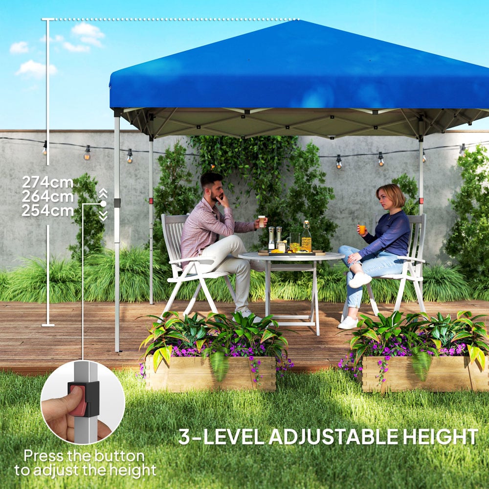 Outsunny 3 x 3m Blue Pop Up Gazebo Party Tent with 2 Sidewalls Image 6