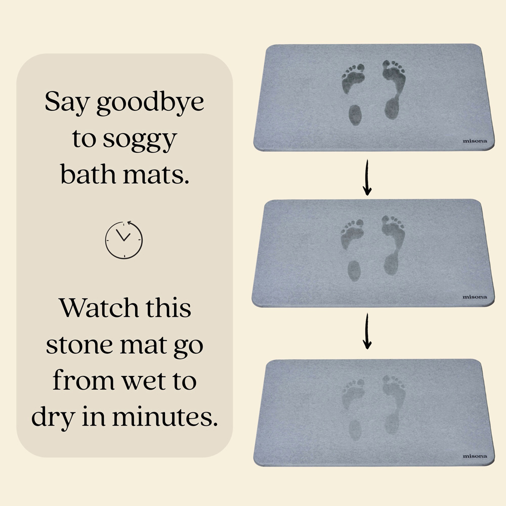 Allure Bath Fashions Grey Large Stone Diatomite Bath Mat 50 x 80cm Image 4