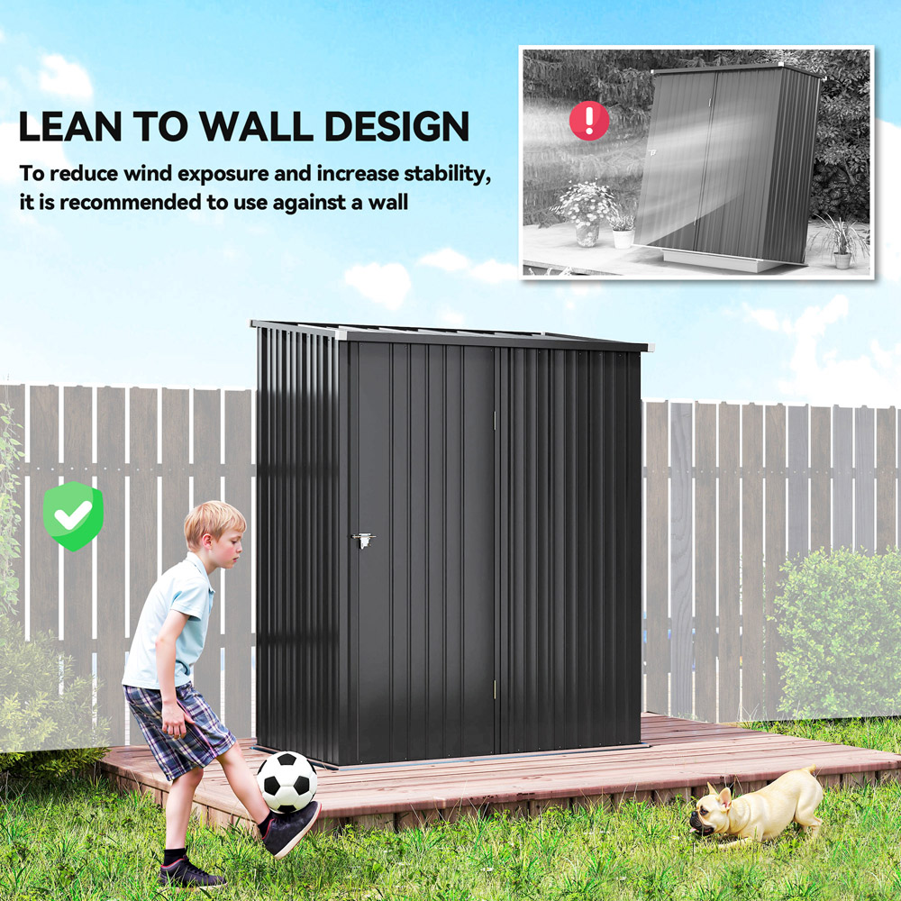 Outsunny 5.3 x 3.1ft Grey Metal Pent Garden Shed Image 8