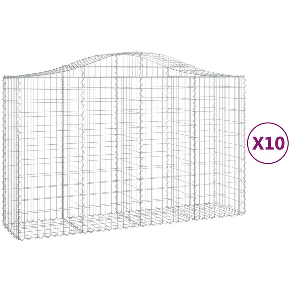 vidaXL Silver Galvanised Iron Arched Gabion Basket 200 x 50 x 120/140cm 10 Pack Image 4