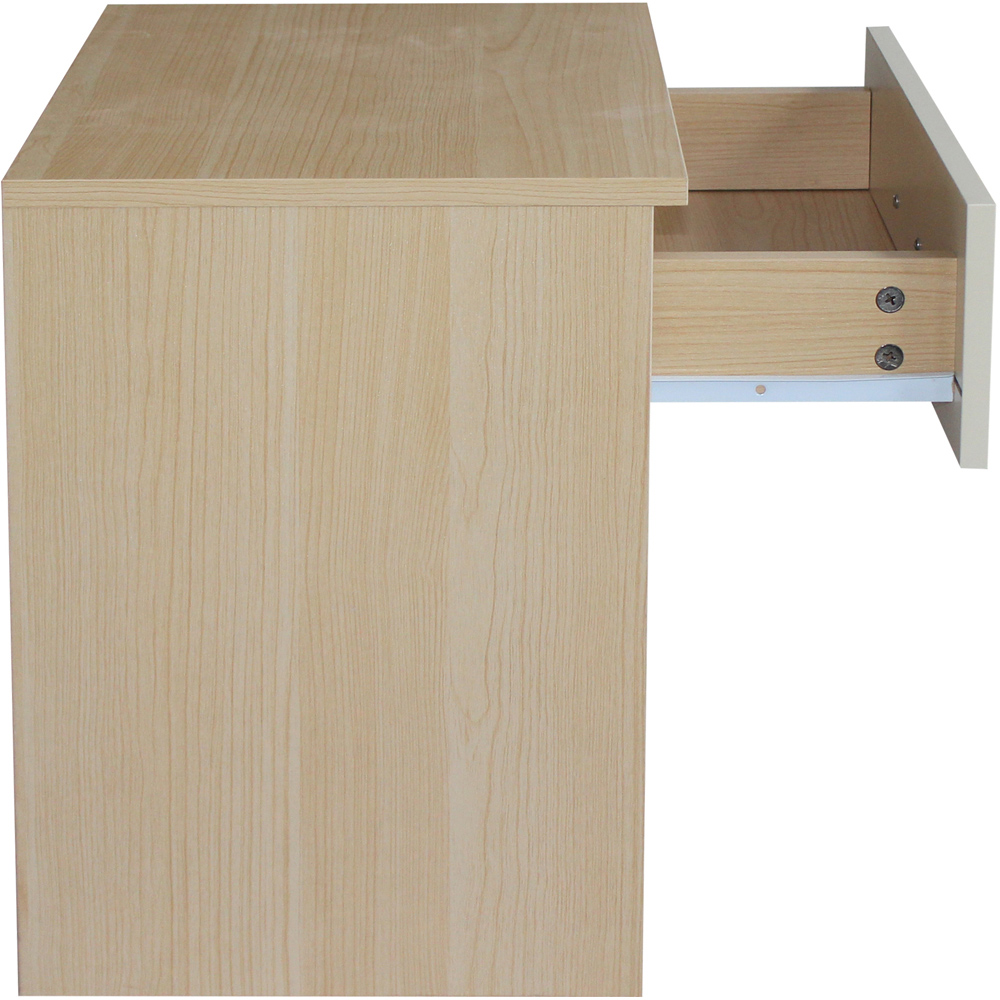 Brooklyn Single Drawer Oak and Cream High Gloss Bedside Table Image 4