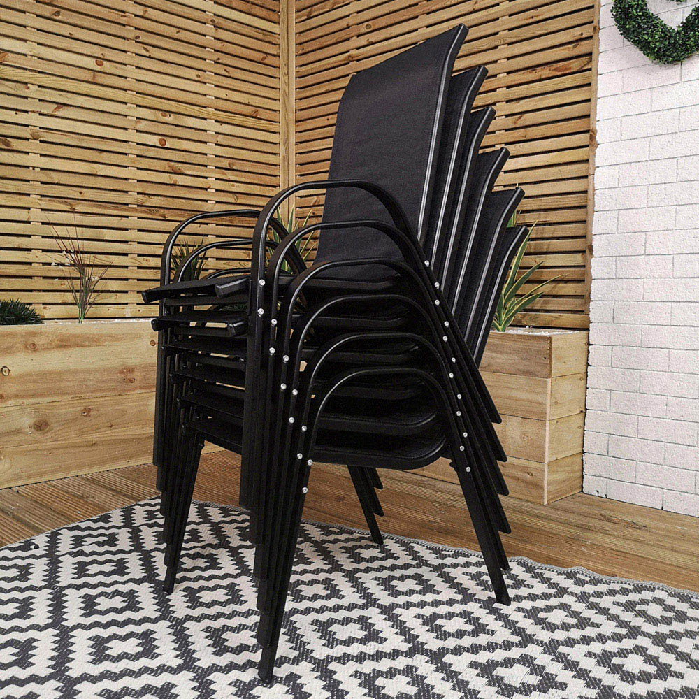 Samuel Alexander 6 Seater Rectangular Outdoor Dining Set Black Image 6