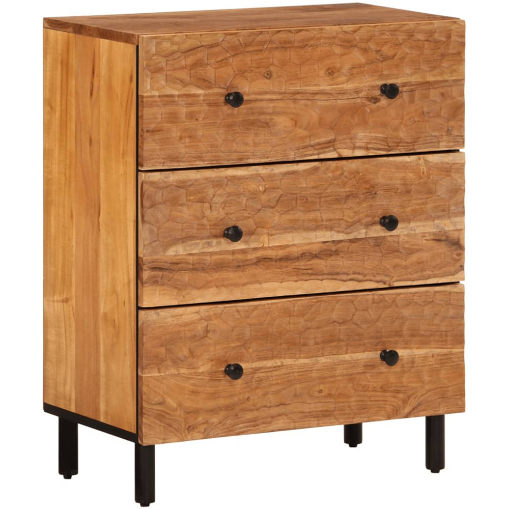 vidaXL Natural Solid Acacia Wood Side Cabinet Set of 3 Image 7