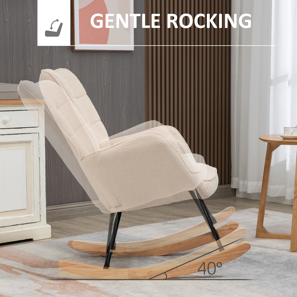 Portland Beige Wing Back Rocking Chair Image 8