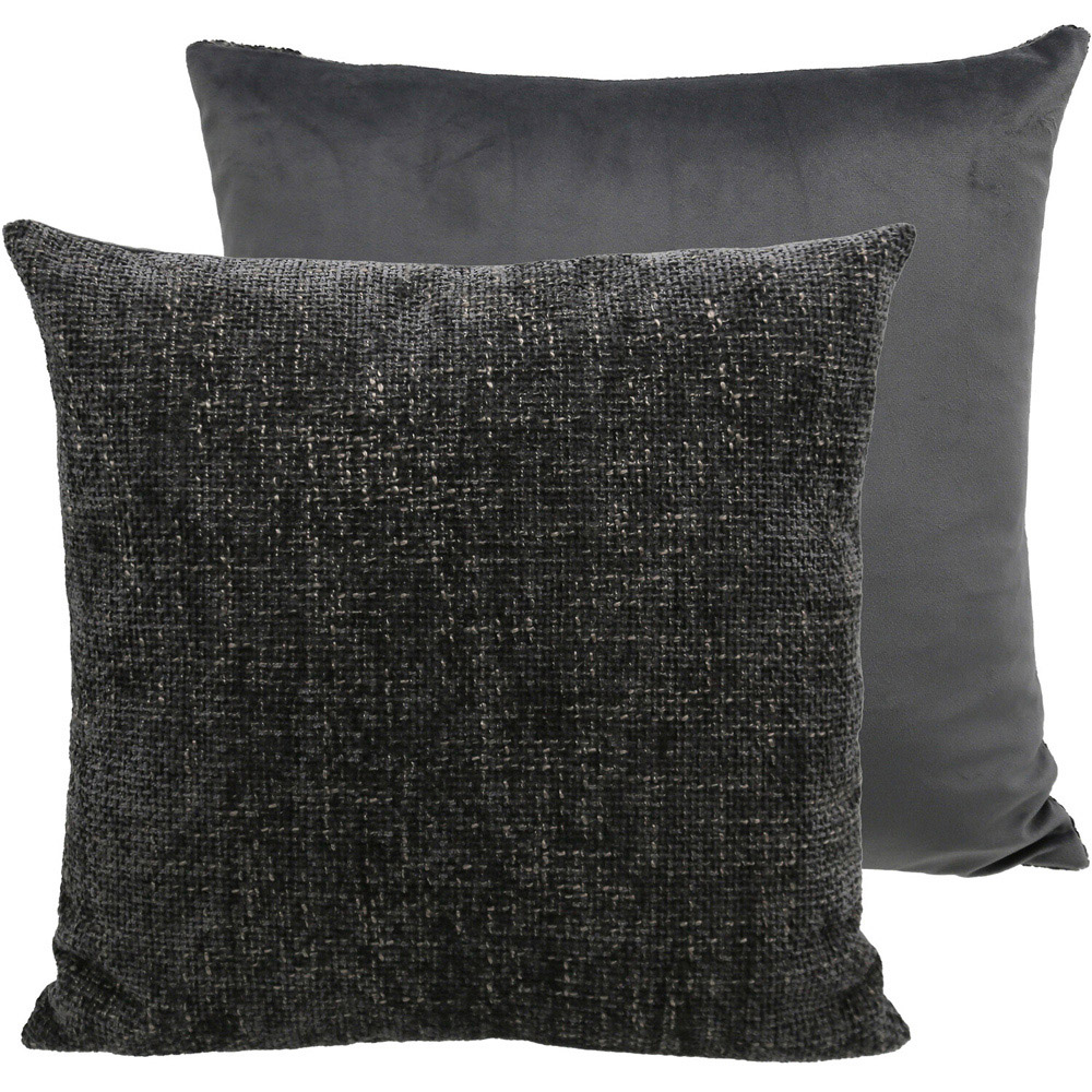Modern Chenille Boucle Cushion Charcoal Image 3
