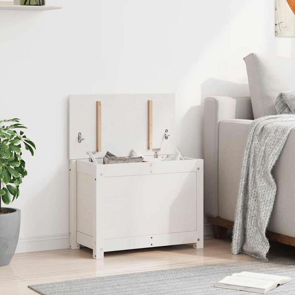 vidaXL White Solid Pinewood Storage Box Image 8