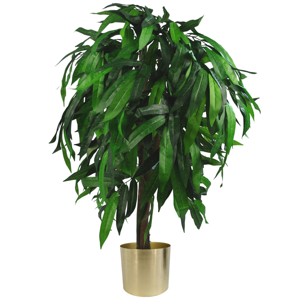 Leaf Artificial Mango Tree Plant in Metal Planter 100cm Image 1