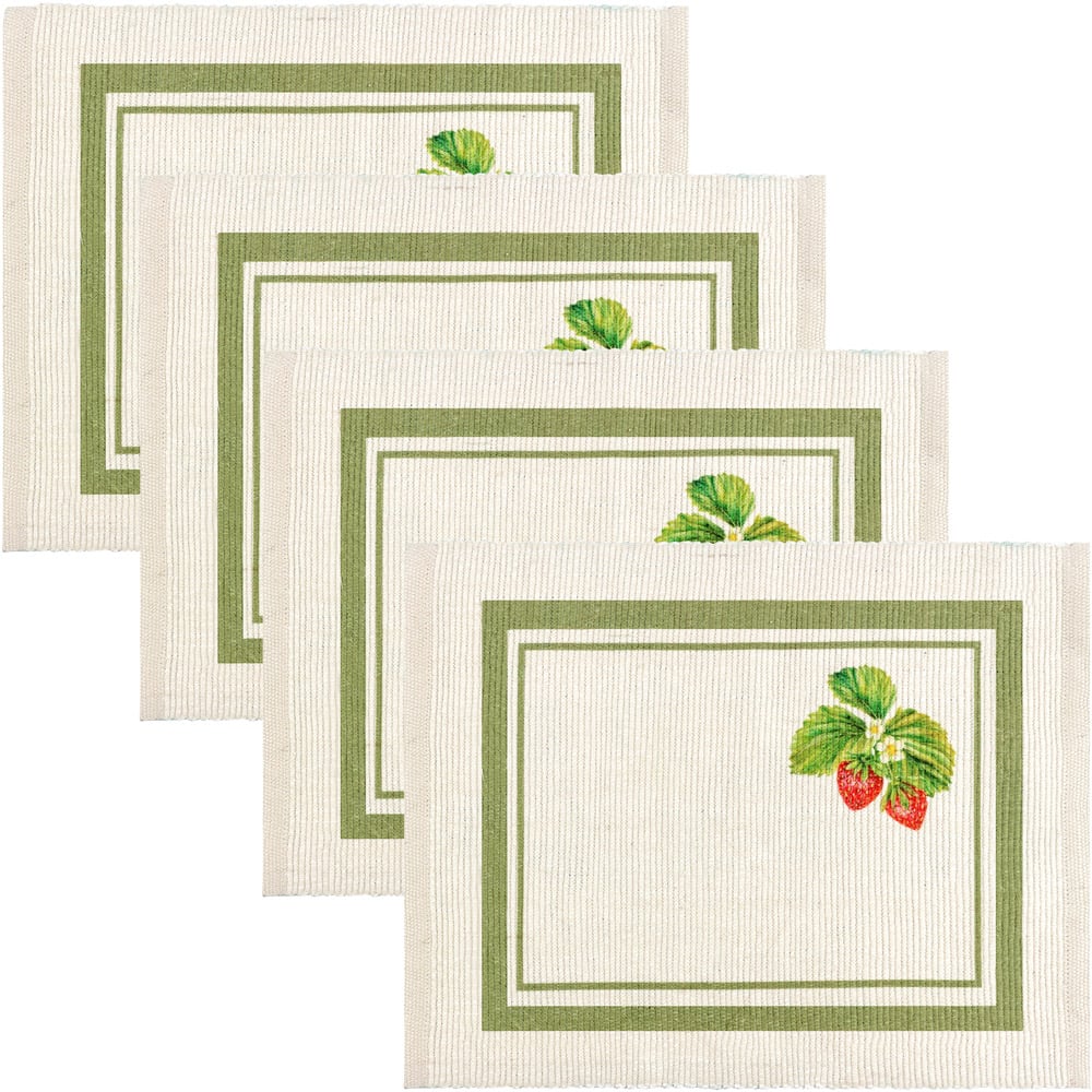 Evans Lichfield 4 Pack Sage Strawberry Placemat 46 x 36cm Image 1