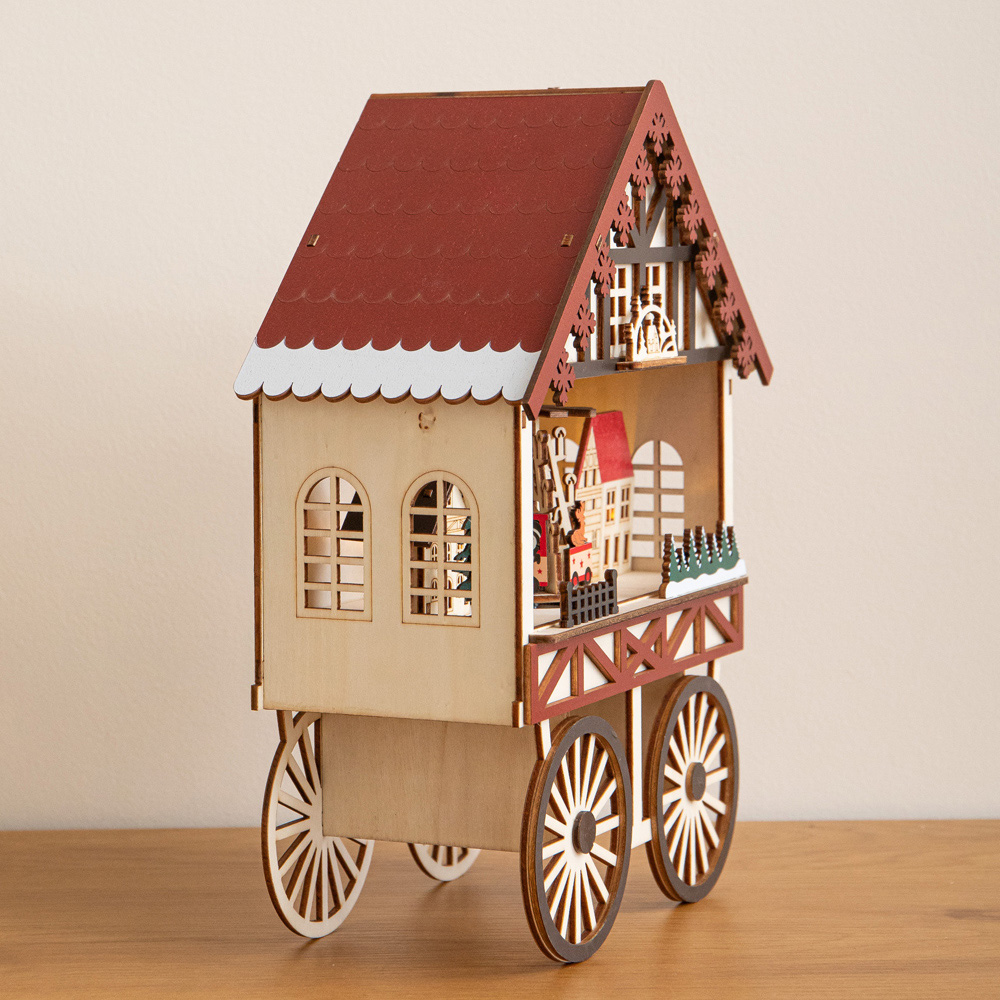 Samuel Alexander LED Wooden Christmas Carriage Musical Scene 27cm Image 3