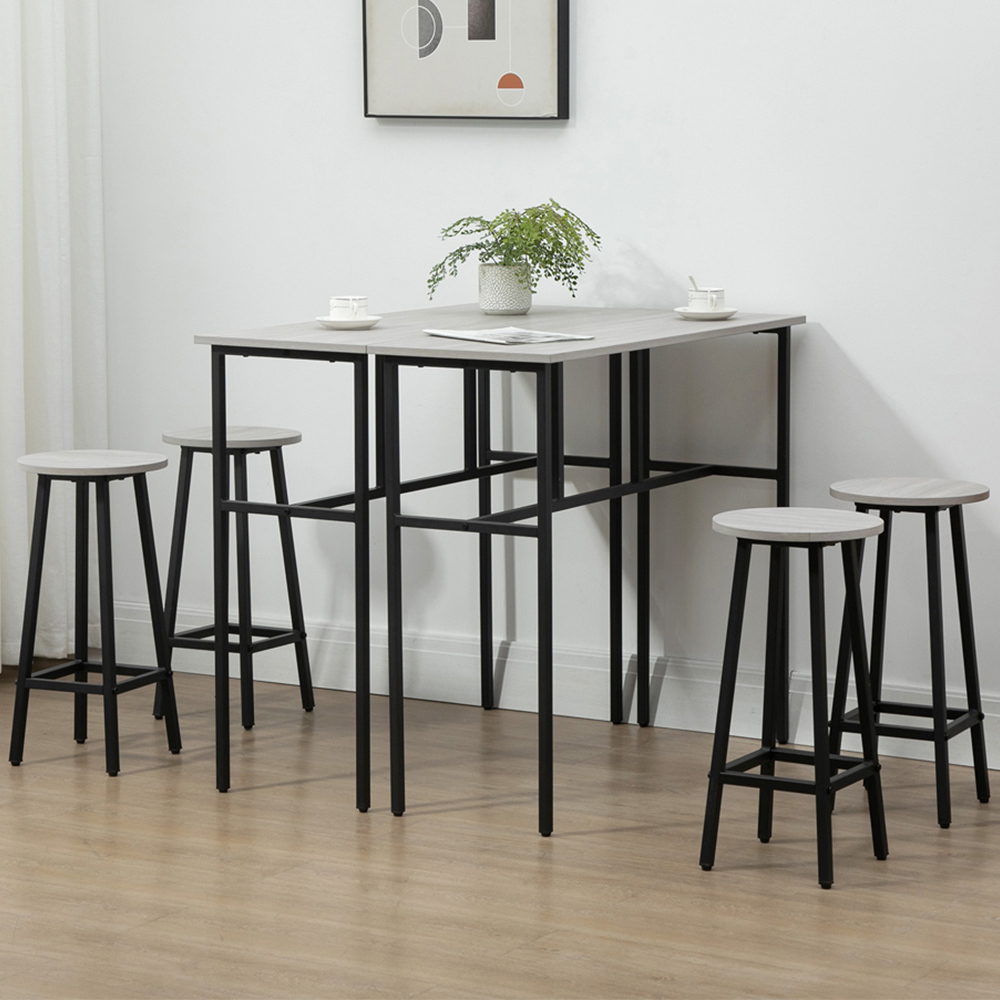 Portland 4 Seater Grey Bar Tables with Stools Image 1