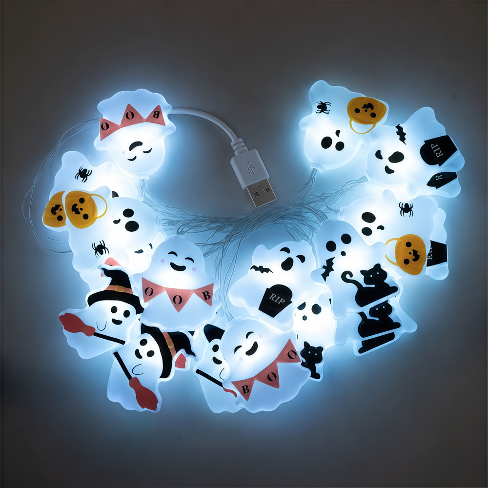 Lovii 20 White LED Assorted Ghost Halloween String Light 3m Image 3