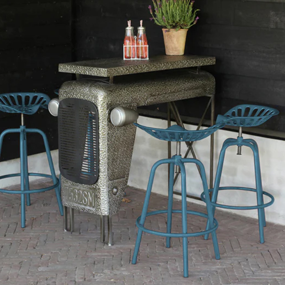 Fallen Fruits Blue Cast Iron Tractor Bar Stool Image 3