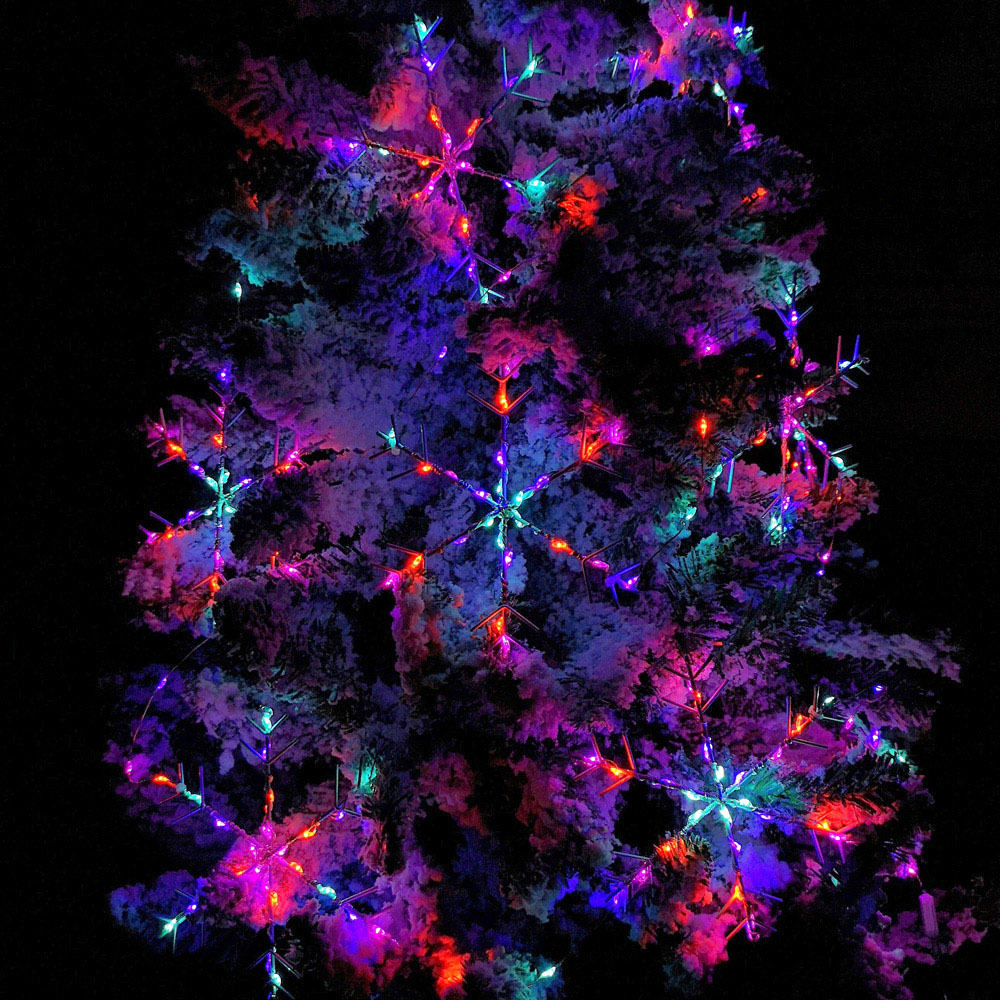 Samuel Alexander 258 Rainbow Snowflake LED Christmas Curtain Light 2.6m 10 Pack Image 4