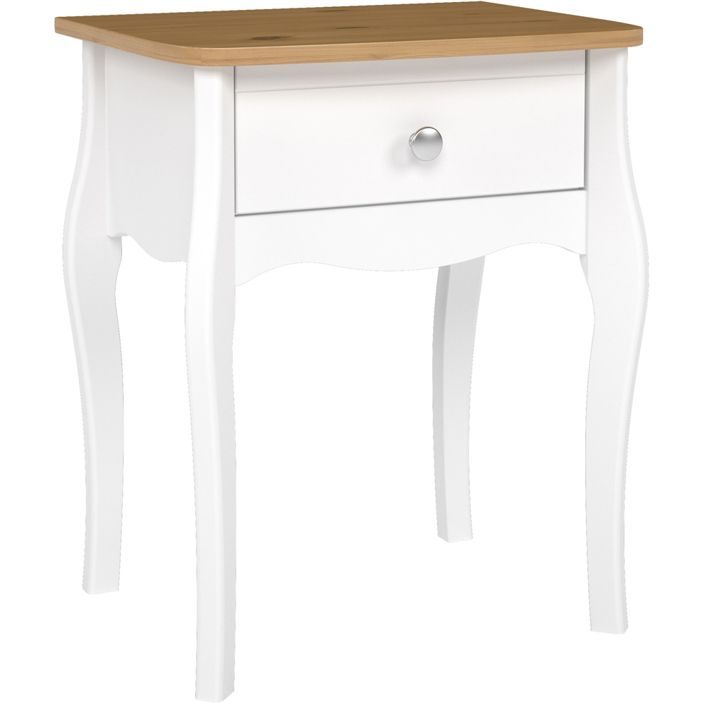 Florence Baroque Single Drawer White Coffee Lacquer Bedside Table Image 2