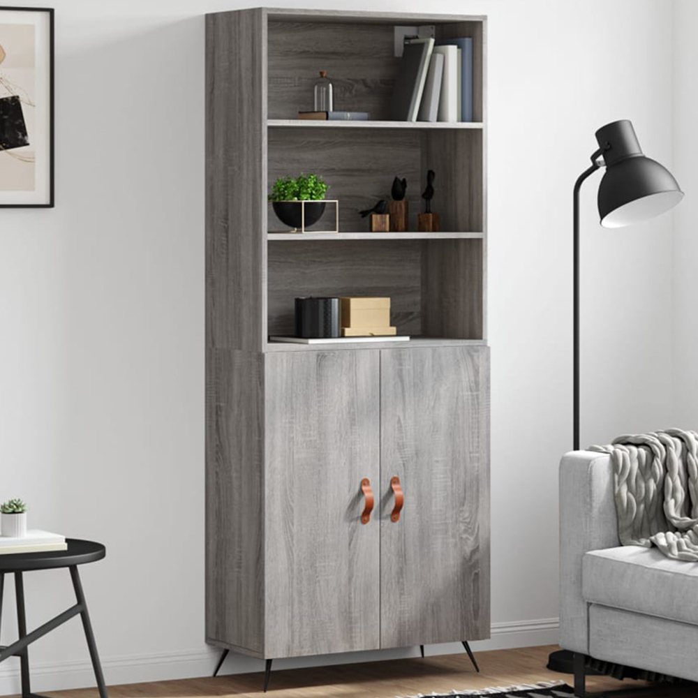 vidaXL 2 Door 3 Shelf Grey Sonoma Tall Highboard Image 1