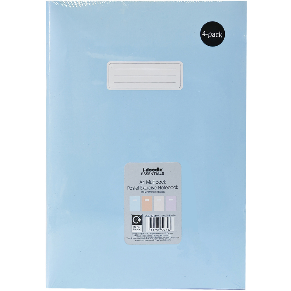 Pack of 4 Pastel Exercise Notebooks A4 Image 3