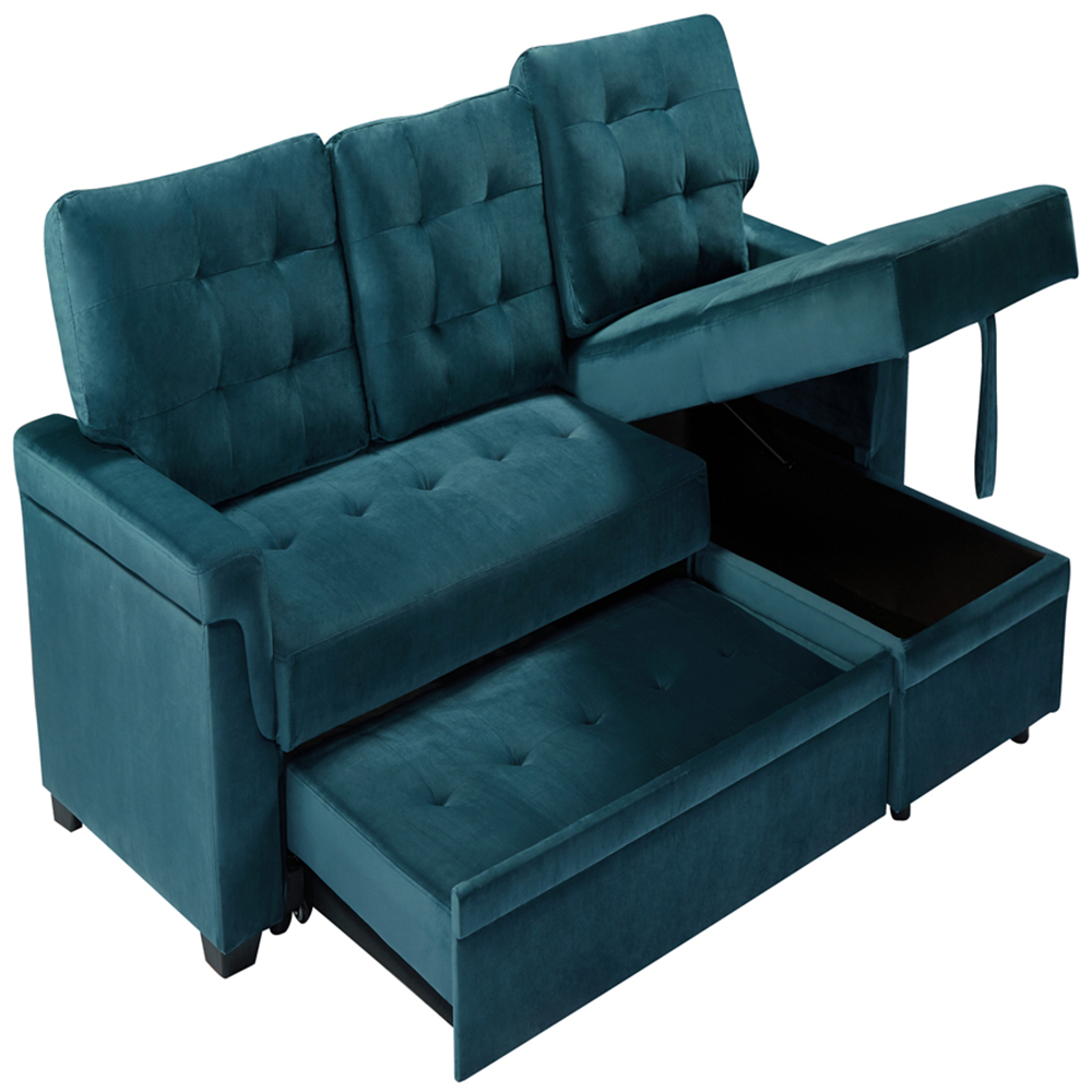 Furniture One 3 Seater Green Corner Storage Sofa Bed Image 4