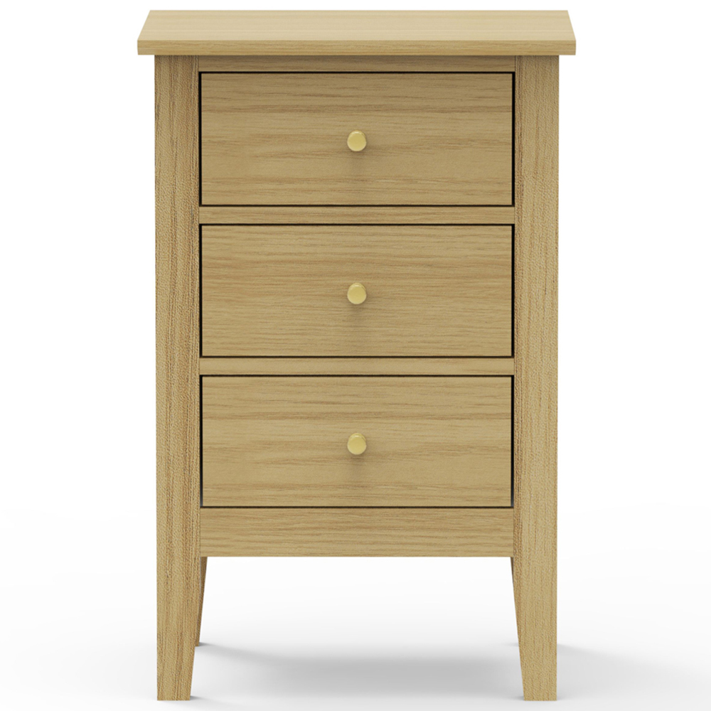 Core Products Henley 3 Drawer Oak Effect Bedside Cabinet Image 3