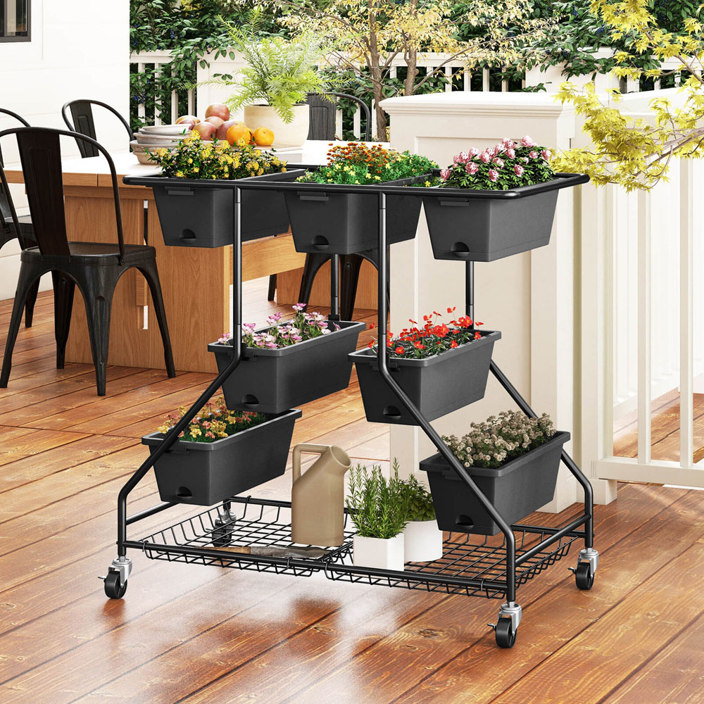 Costway Black 3 Tier Vertical Raised Garden Bed Image 2