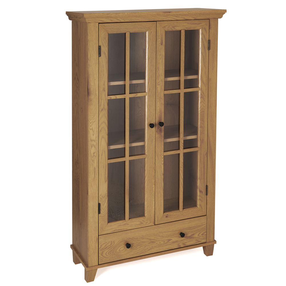 Greenhurst 2 Door Single Drawer Oak Storage Cabinet Image 2