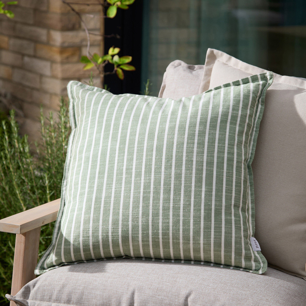 Yard Hessle Green Stripe Cotton Cushion 45 x 45cm Image 2