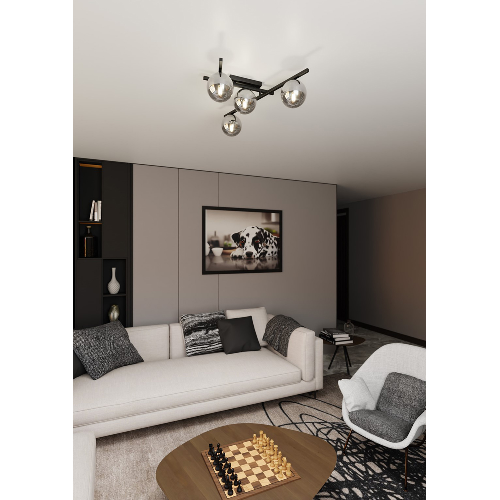 Emibig Smart 4 Light Graphite Shade Black E14 Ceiling Pendant Light Image 7