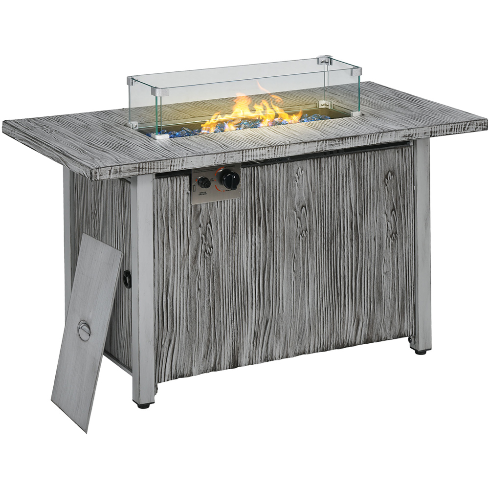 Outsunny Grey 50000 BTU Gas Fire Pit Table with Cover Image 1