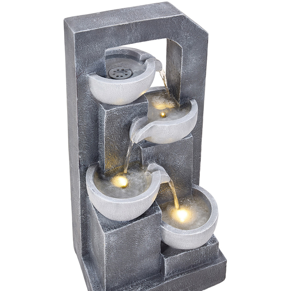 Living and Home 4-Tier Stone Effect Cascading Bowl Solar LED Water Feature Image 3