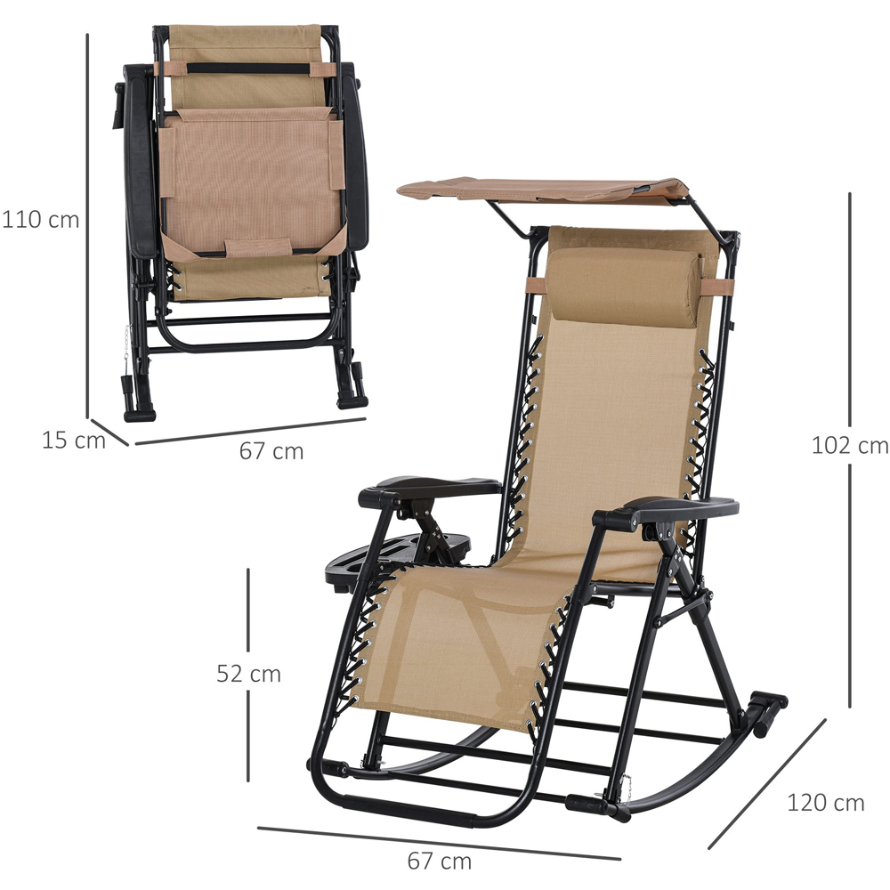 Outsunny Beige Zero Gravity Folding Recliner Chair Image 7