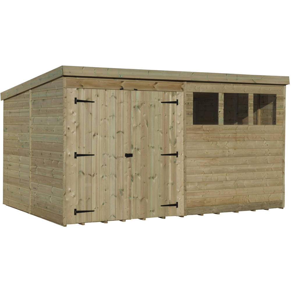Empire Sheds 4000 12 x 8ft Double Door Tongue and Groove Wooden Pent Garden Shed Image 1