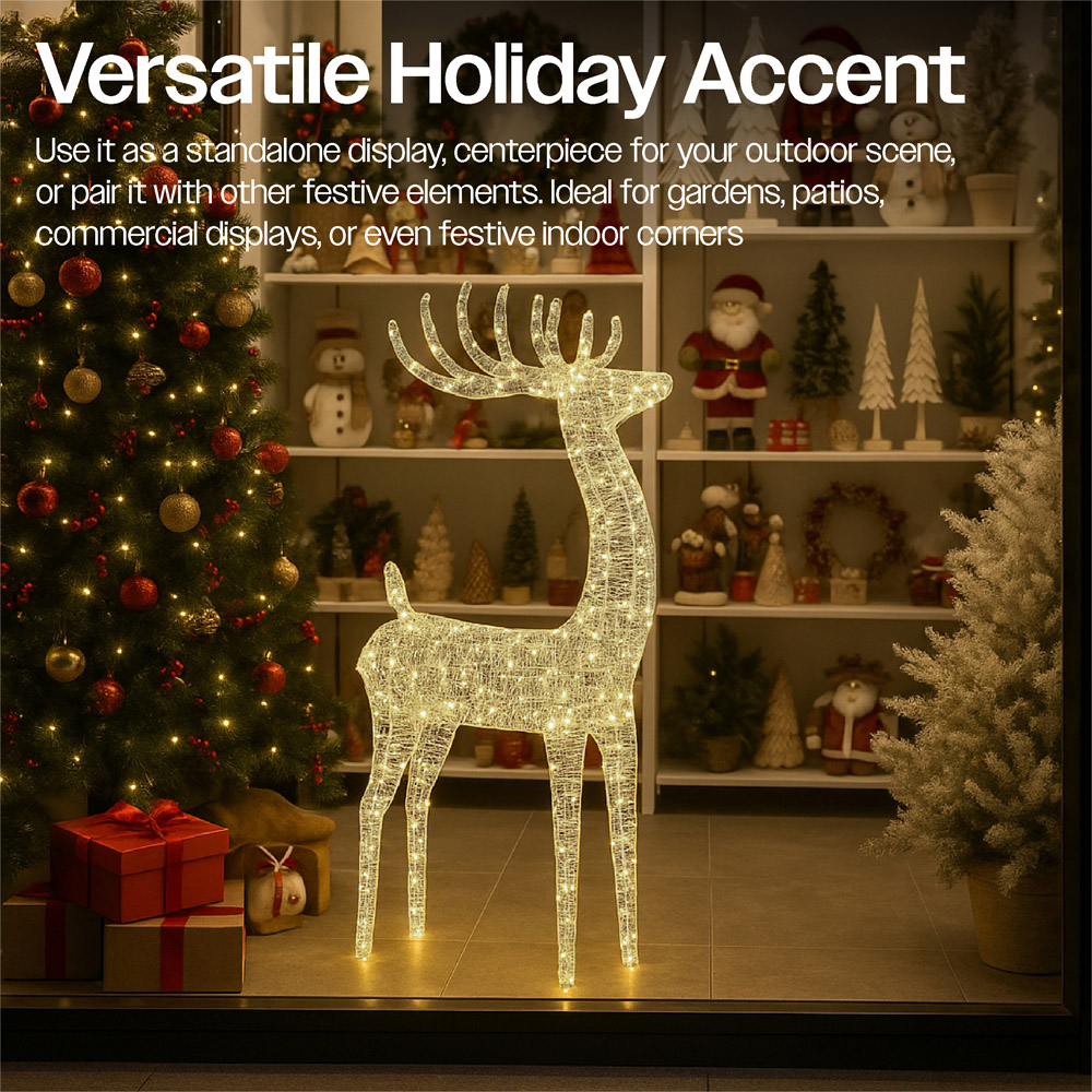 Xmas Haus Silver 600 Warm White Micro LED Deer Christmas Decoration 4ft Image 6