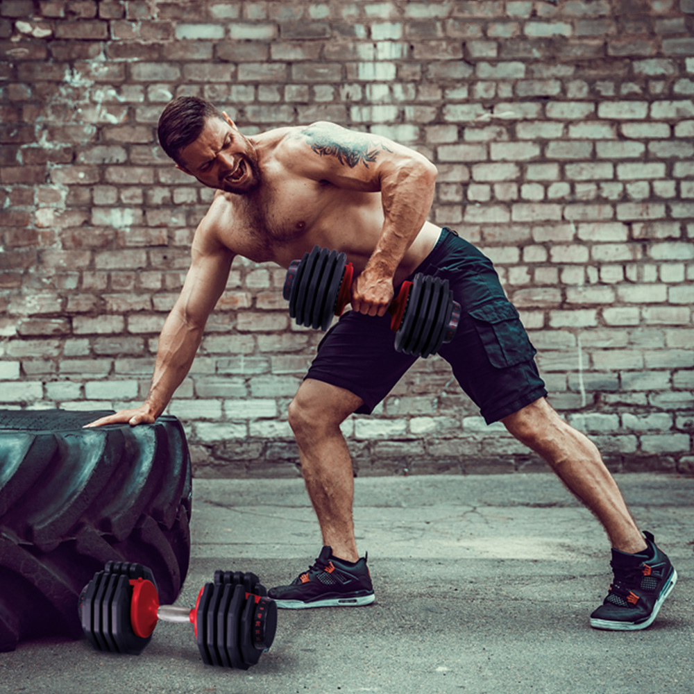 Strongology Urban40 Home Fitness Black and Red Adjustable Dumbbells 5kg to 40kg 2 Pack Image 6