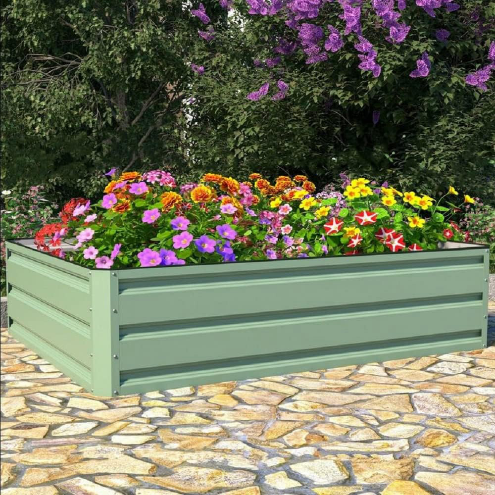 Garden Gear Sage Green Metal Raised Garden Bed 120 x 90cm 2 Pack Image 2