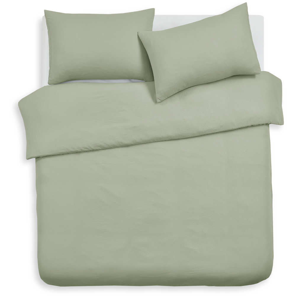Velosso Single Sage Plain Microfibre Duvet Cover Set Image 2