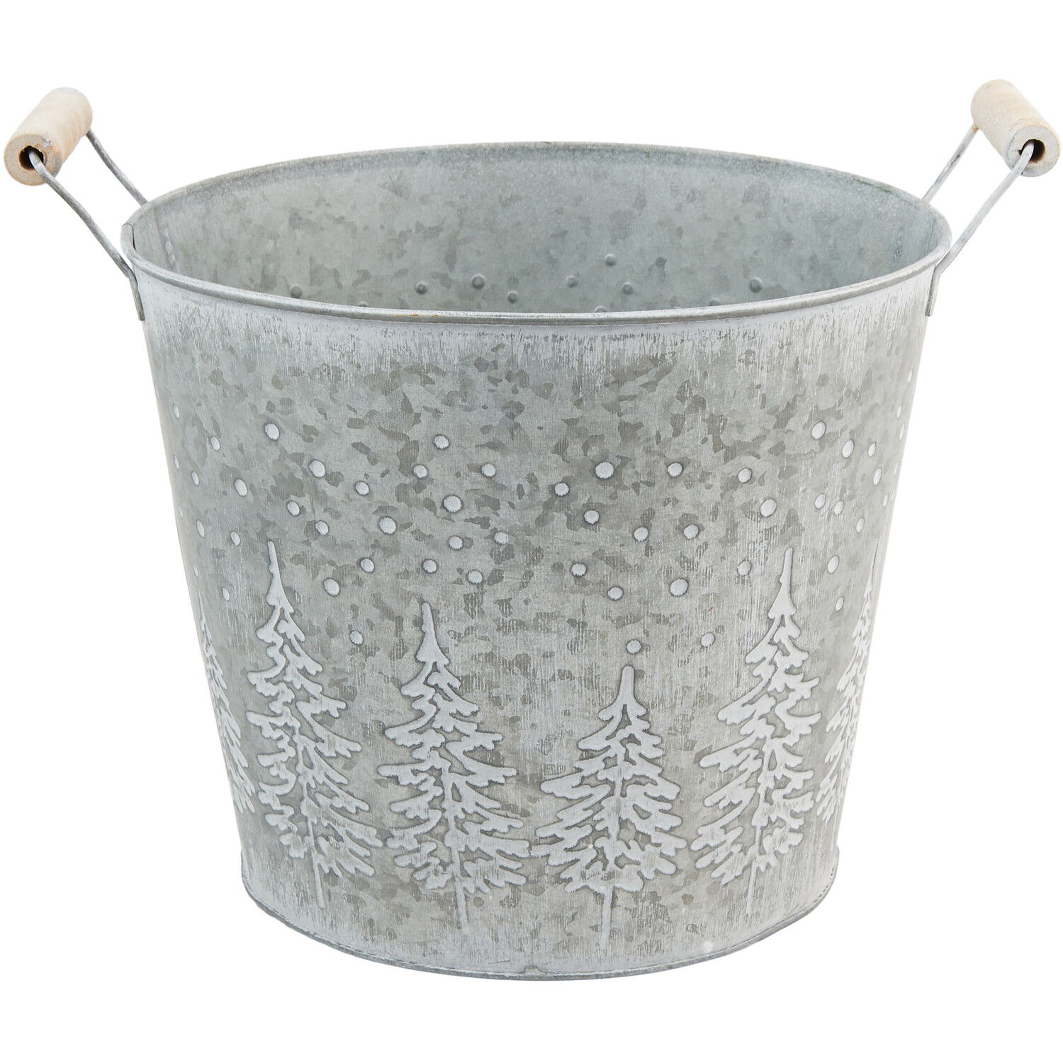Festive Silver Metal Planter Image 1