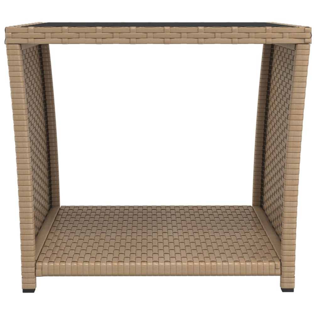 vidaXL Beige Polyrattan and Tempered Glass Tea Table Image 3