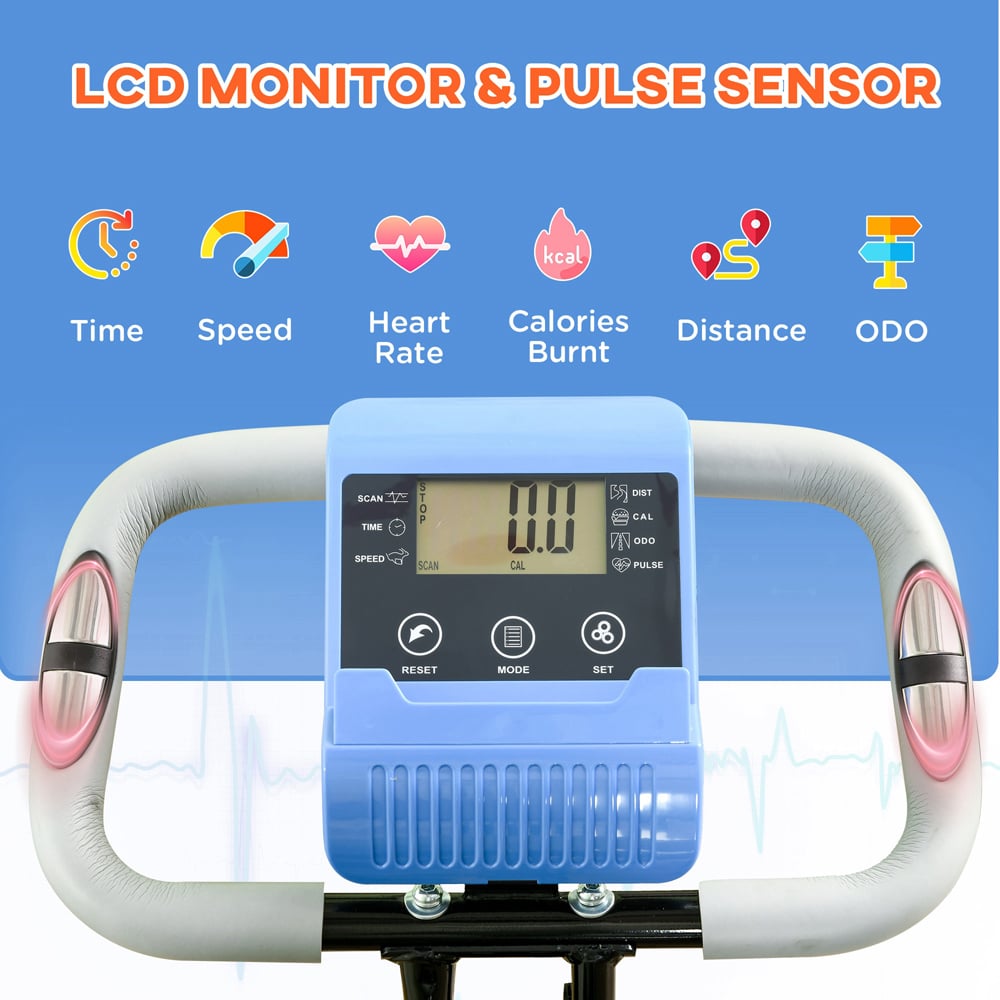 HOMCOM 2 in 1 Light Blue Magnetic Resistance Folding Exercise Bike Image 4